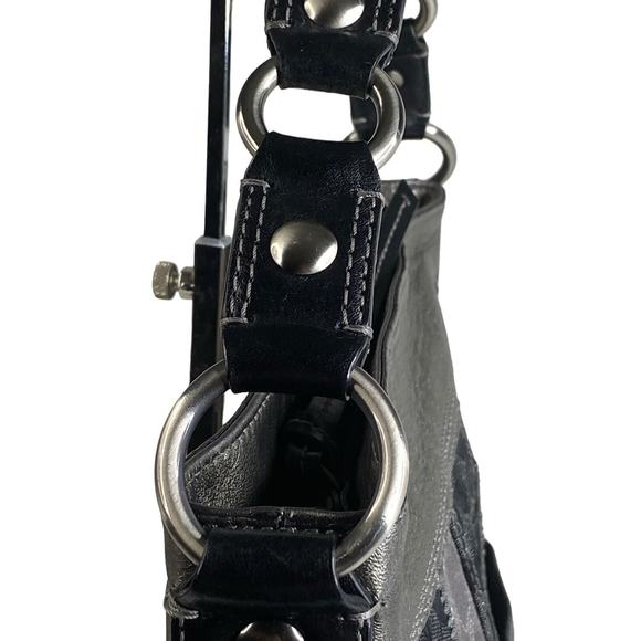 Coach Zoe Patchwork Silver Animal Print Black Gray Purse Suede Model f0873-12901 - Picture 4 of 16